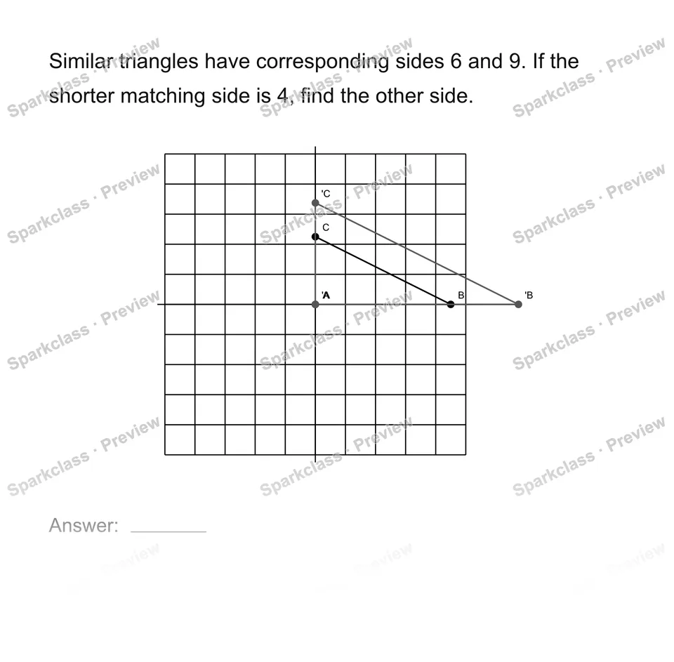 Find a missing side in similar figures — Grade 8 problem preview