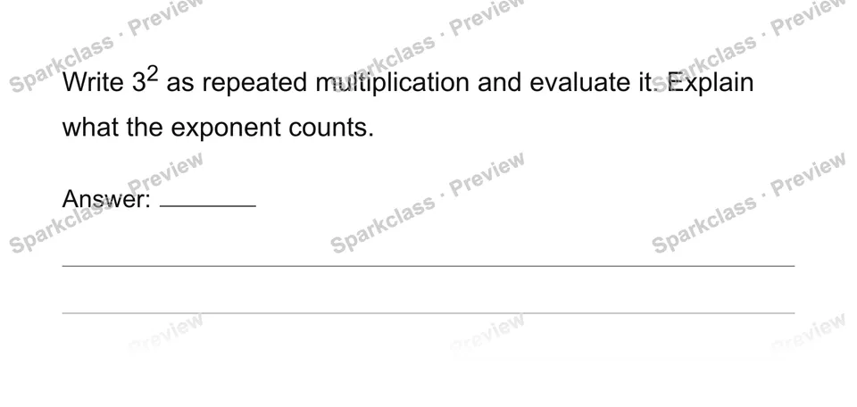 Interpret and evaluate whole-number exponents — Grade 6 problem preview