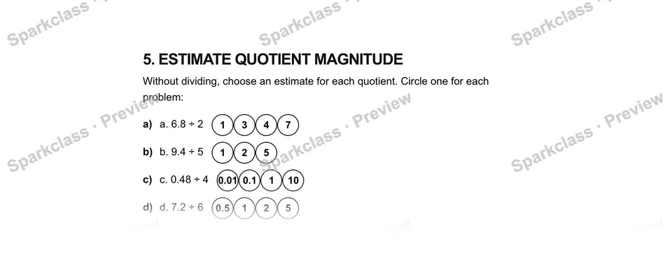 5.Estimate quotient magnitude — Grade 5 problem preview