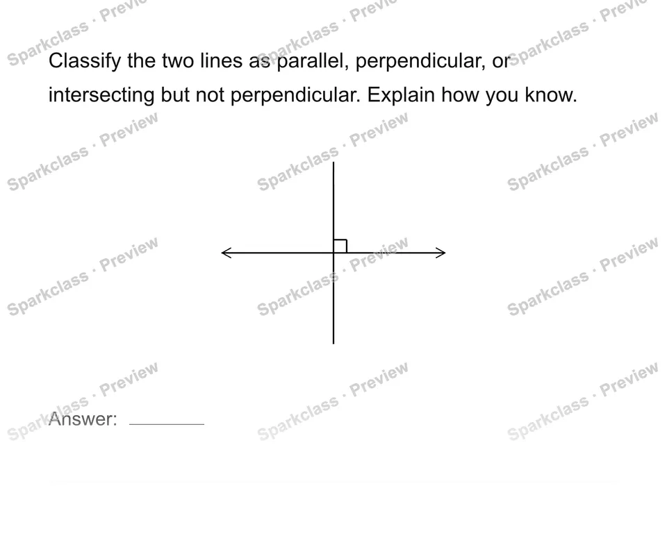 Identify parallel and perpendicular lines — Grade 4 problem preview