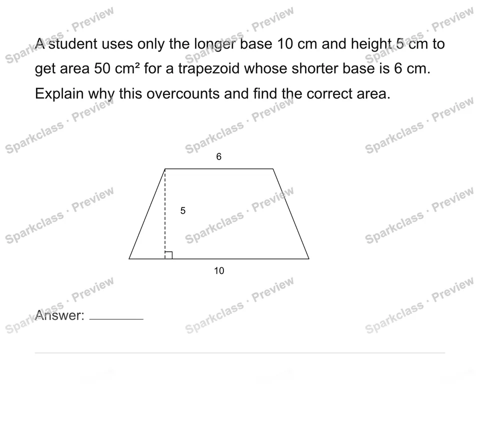Decompose special quadrilaterals — Grade 6 problem preview