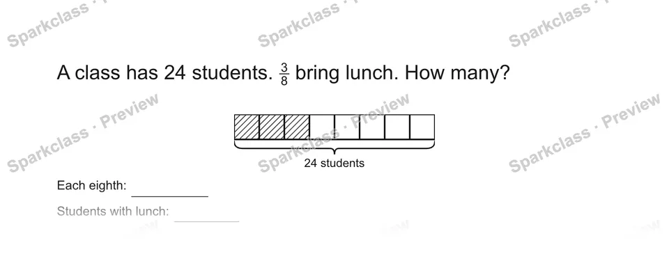 A class has 24 students. 38 bring lunch. How many? — Grade 5 problem preview