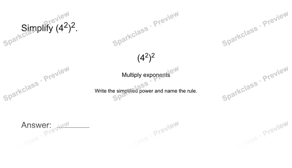 Use a power of a power — Grade 8 problem preview