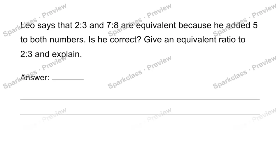 Check an equivalent-ratio claim — Grade 6 problem preview