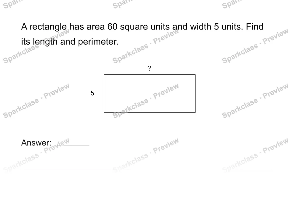 Use rectangle area and perimeter — Grade 4 problem preview
