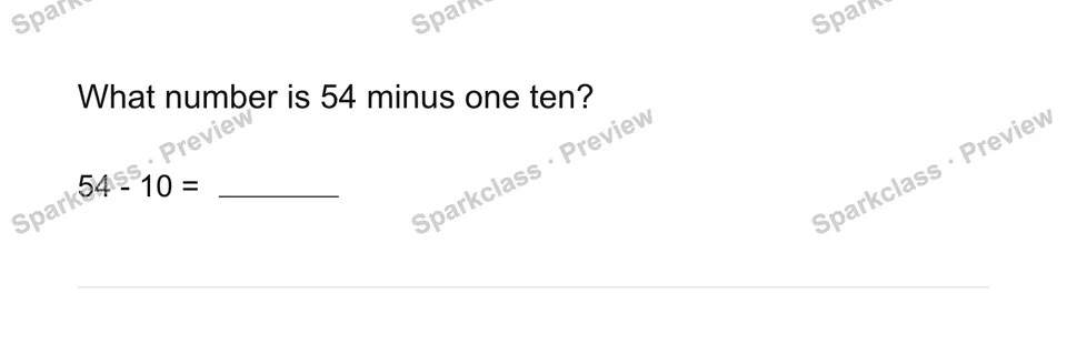 One less ten — Grade 1 problem preview