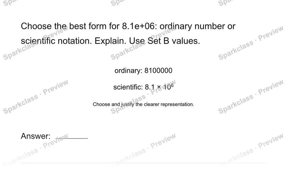 Choose an equivalent representation — Grade 8 problem preview