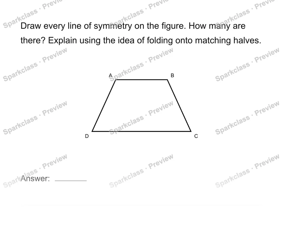 Identify and draw symmetry lines — Grade 4 problem preview