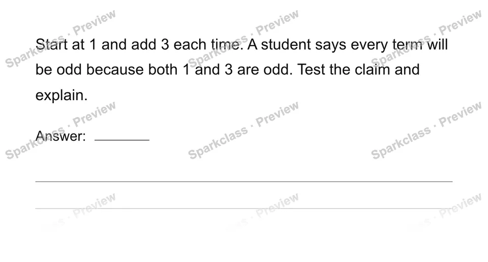 Generate and explain a number pattern — Grade 4 problem preview