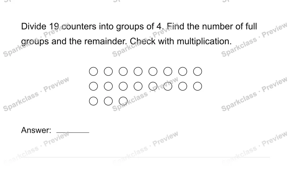 Divide with a remainder — Grade 4 problem preview