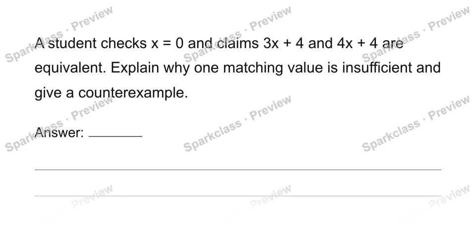 Generate and justify equivalent expressions — Grade 6 problem preview