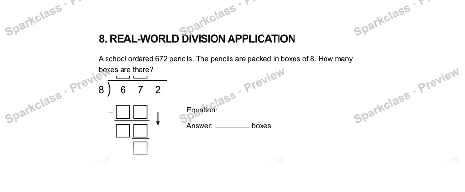 8Real-world division application — Grade 5 problem preview