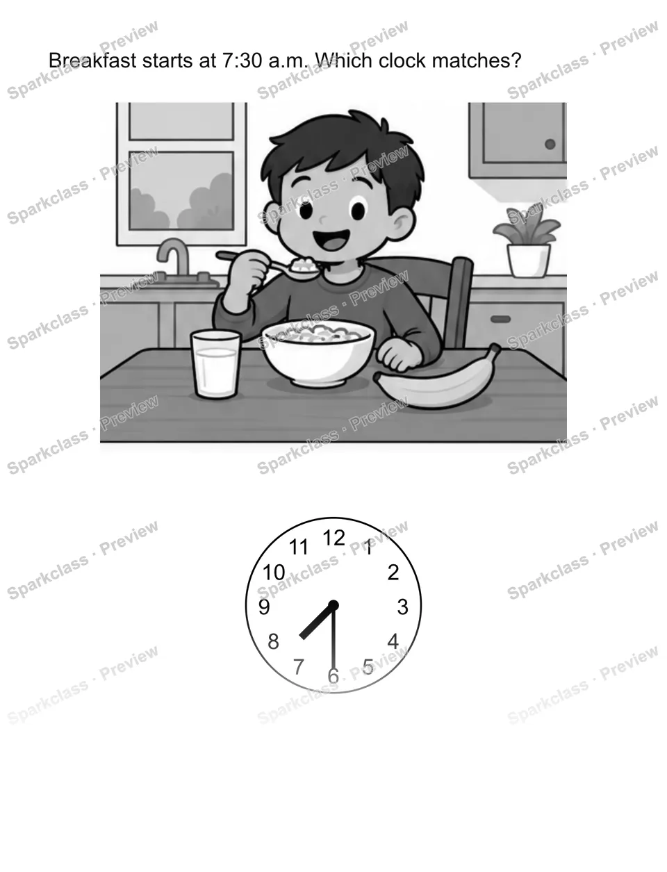 Read a morning time — Grade 2 problem preview