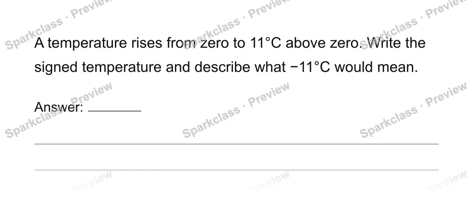 Interpret signed quantities and zero — Grade 6 problem preview