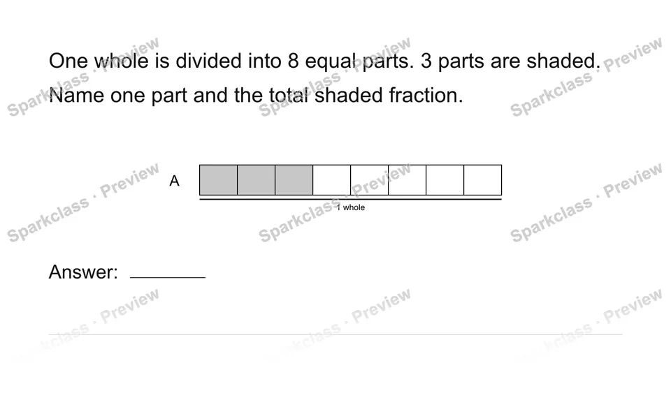 Connect unit fractions to a whole — Grade 4 problem preview