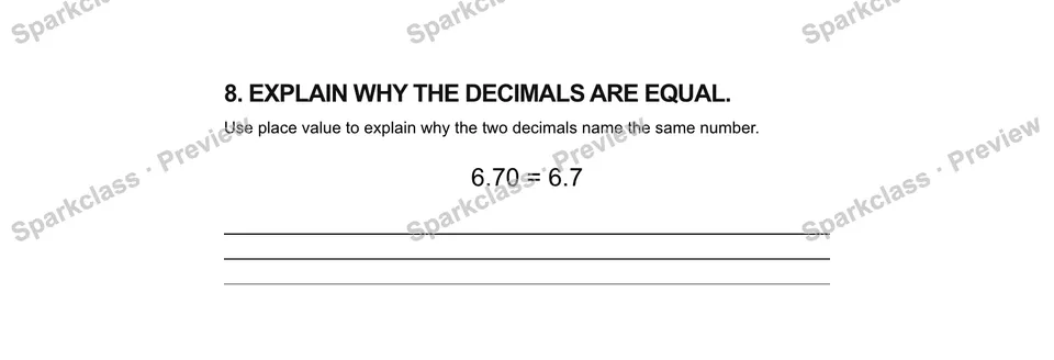8.Explain why the decimals are equal. — Grade 5 problem preview
