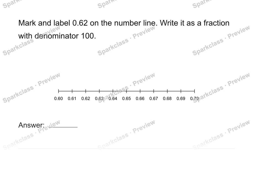 Locate a hundredth yourself — Grade 4 problem preview