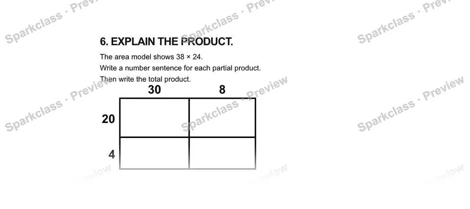 6.Explain the product. — Grade 5 problem preview