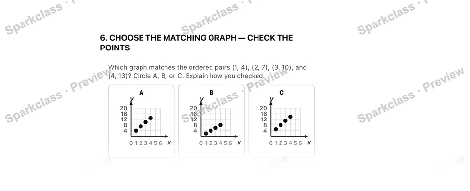 6. Choose the matching graph — Check the points — Grade 5 problem preview