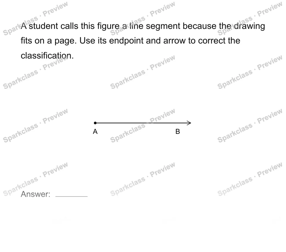 Identify lines, rays, segments and angles — Grade 4 problem preview