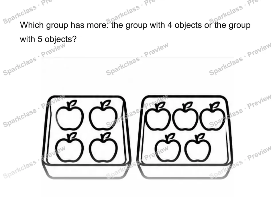 Compare groups more/fewer/same — Kindergarten problem preview