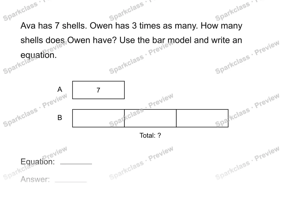 Model an unknown quantity — Grade 4 problem preview