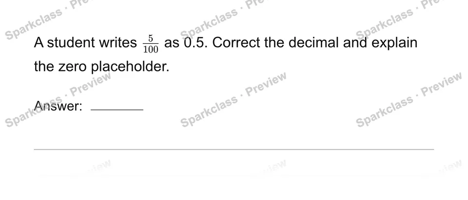 Write hundredths as decimals — Grade 4 problem preview