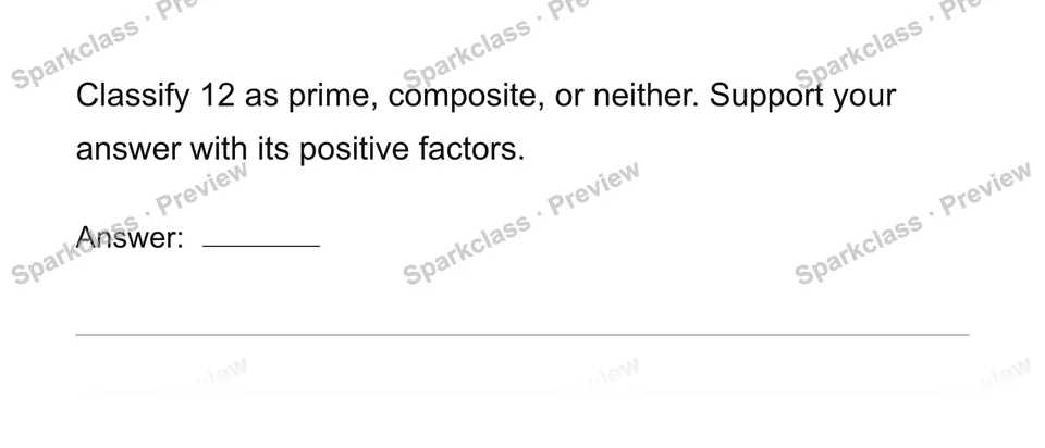 Classify prime and composite numbers — Grade 4 problem preview