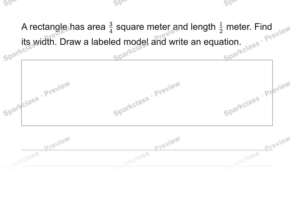 Find an unknown rectangle side — Grade 6 problem preview