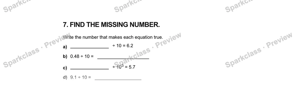 7Find the missing number. — Grade 5 problem preview