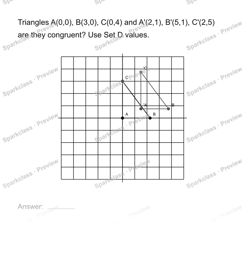 Use coordinates to test congruence — Grade 8 problem preview