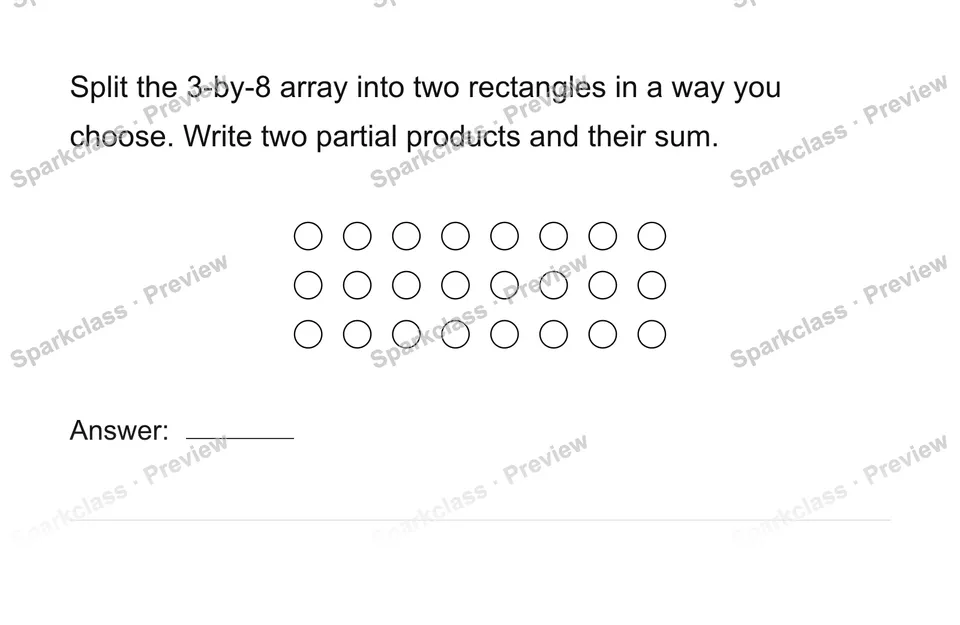 Connect an array to multiplication — Grade 4 problem preview