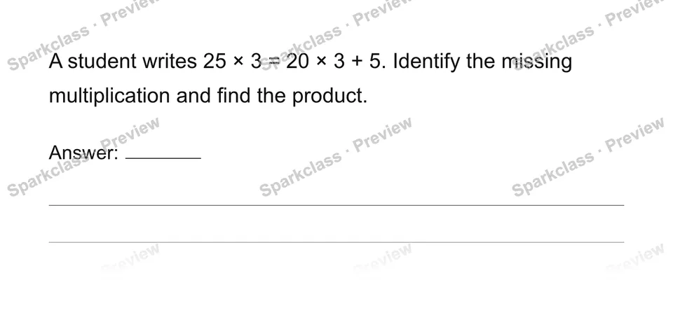Area and partial products — Grade 4 problem preview