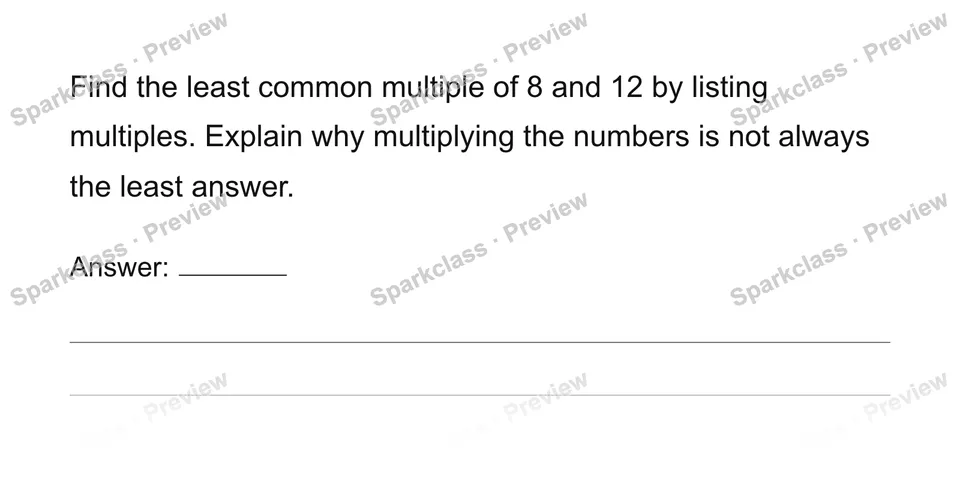 Find least common multiples — Grade 6 problem preview