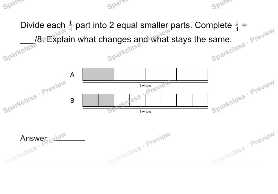 Explain equivalent fractions with models — Grade 4 problem preview