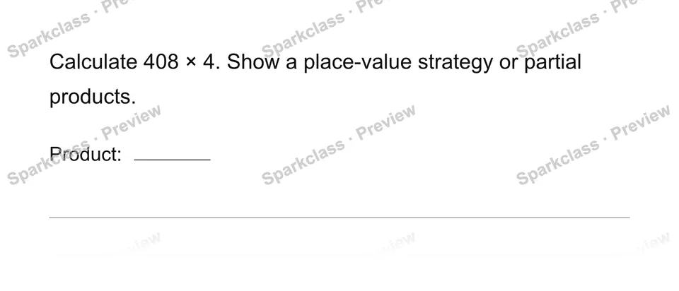 Area and partial products — Grade 4 problem preview