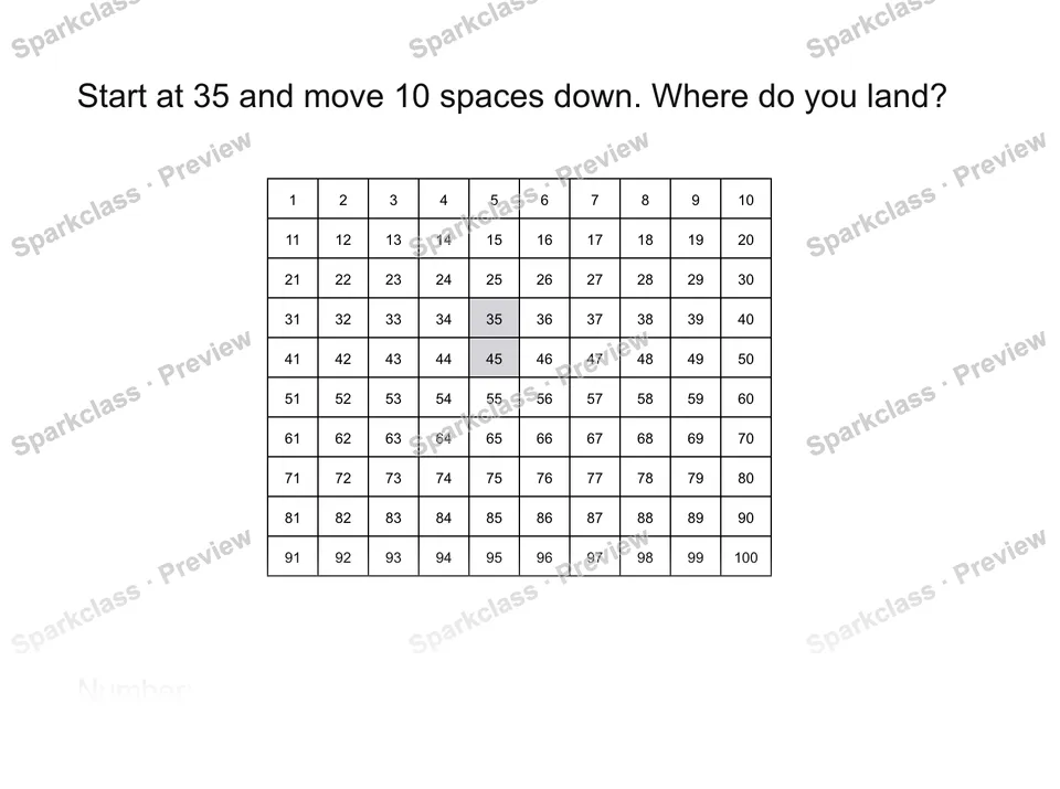 Use a hundred chart — Grade 1 problem preview
