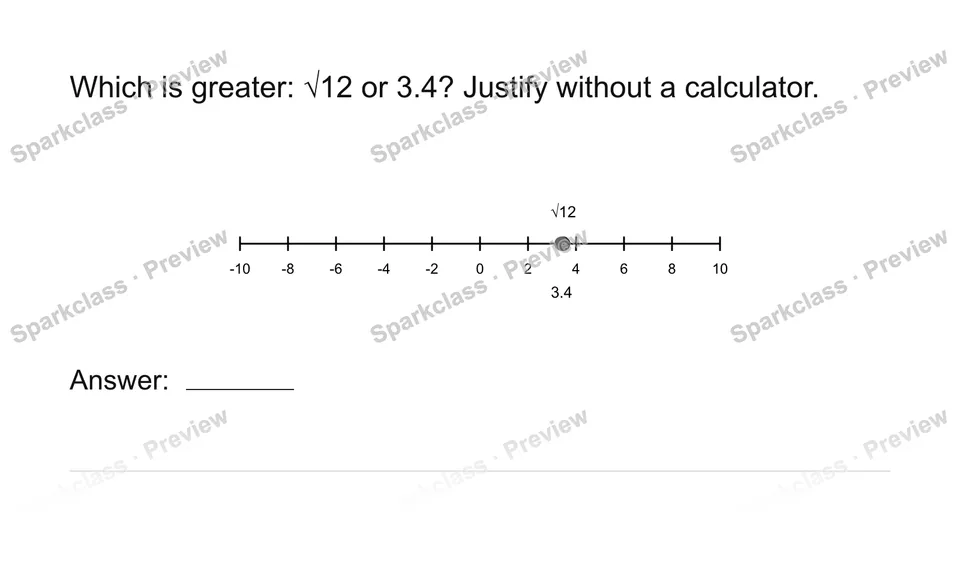 Compare real numbers — Grade 8 problem preview
