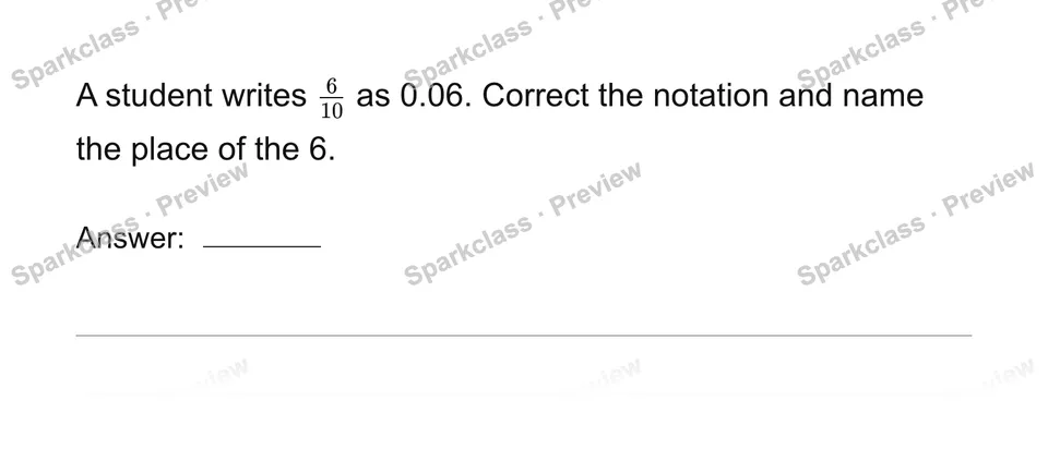 Write tenths as decimals — Grade 4 problem preview