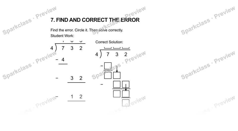 7Find and correct the error — Grade 5 problem preview