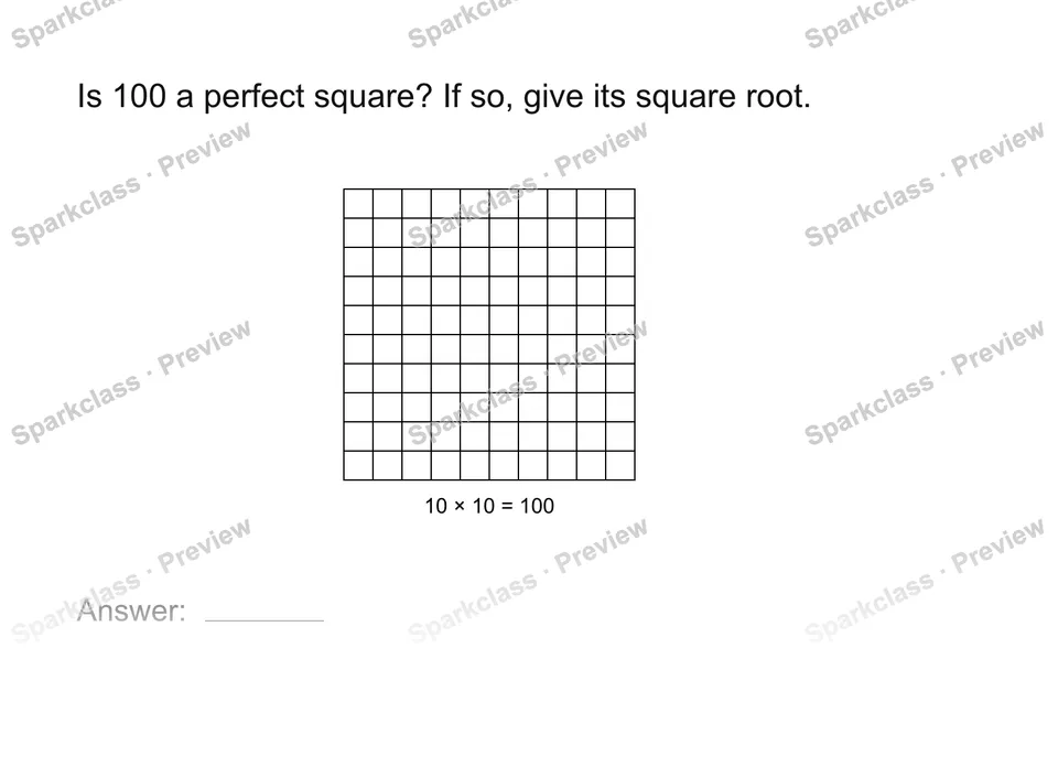 Identify perfect squares — Grade 8 problem preview