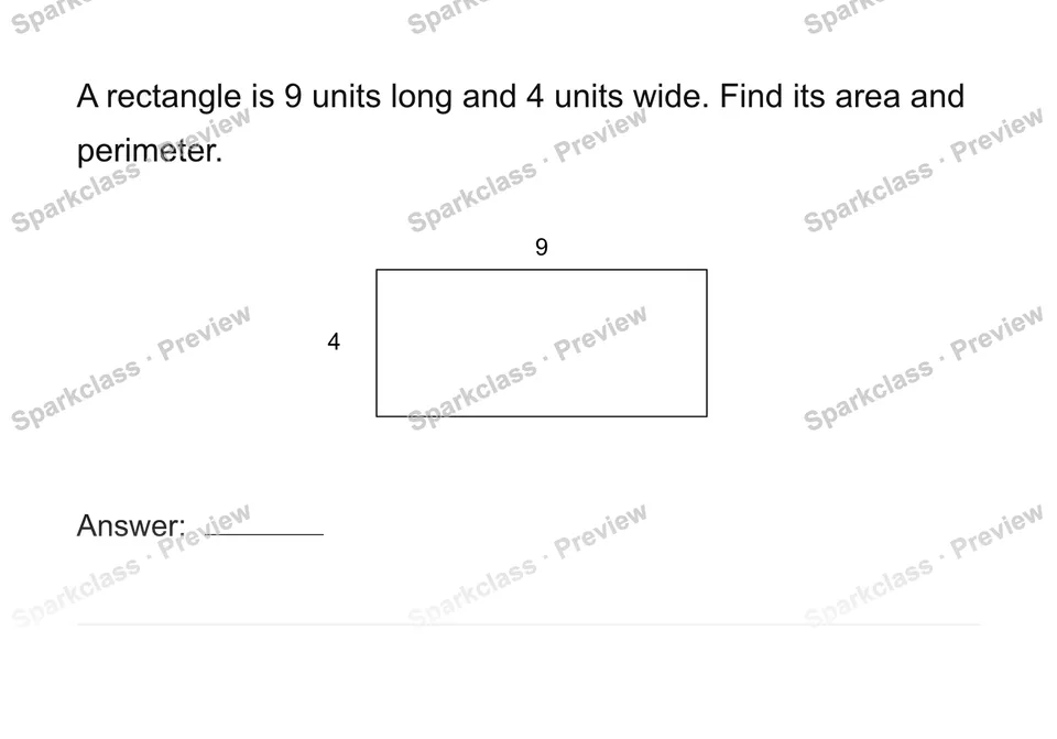 Use rectangle area and perimeter — Grade 4 problem preview