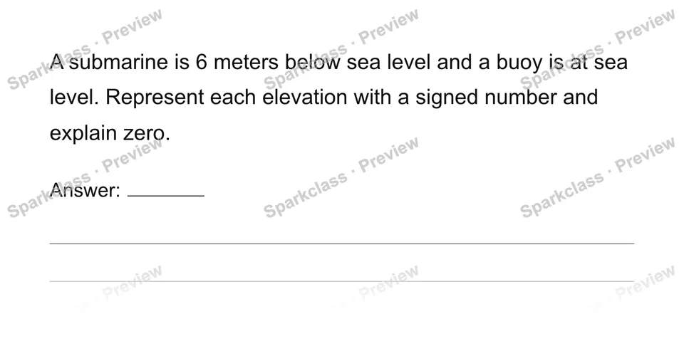 Interpret signed quantities and zero — Grade 6 problem preview