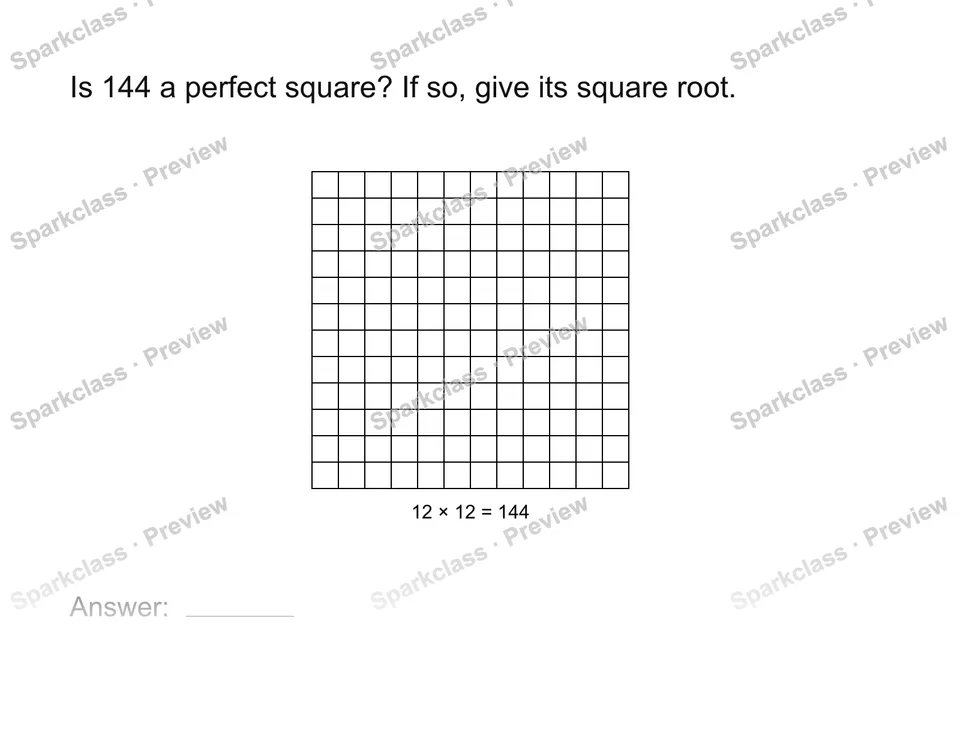 Identify perfect squares — Grade 8 problem preview
