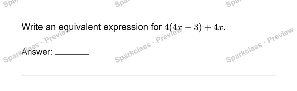 Generate an equivalent expression — Grade 7 problem preview