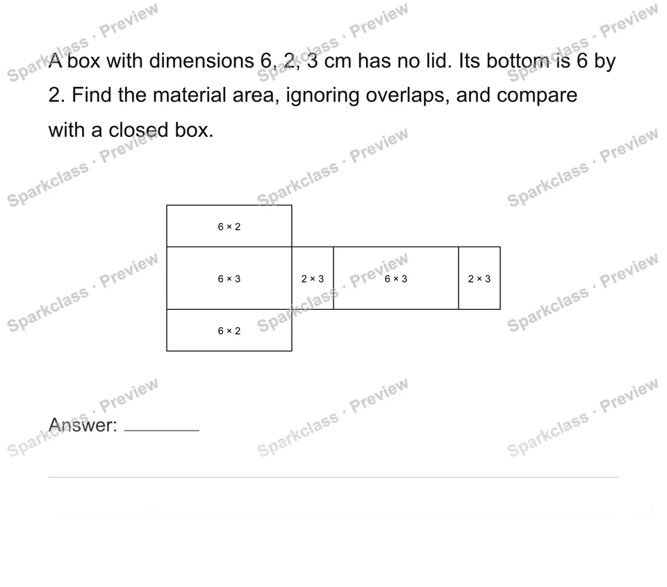 Connect rectangular-prism nets and surface area — Grade 6 problem preview