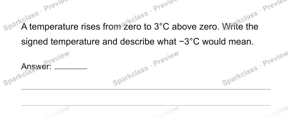 Interpret signed quantities and zero — Grade 6 problem preview