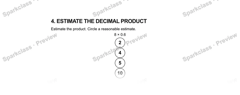 4.Estimate the decimal product — Grade 5 problem preview