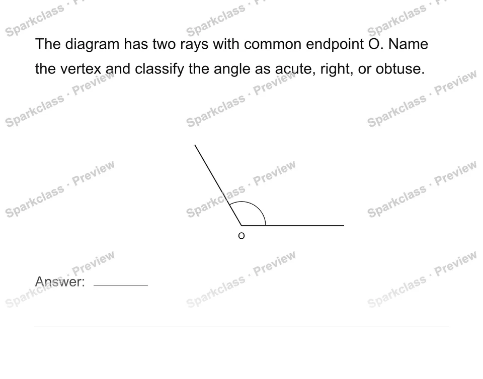 Identify lines, rays, segments and angles — Grade 4 problem preview