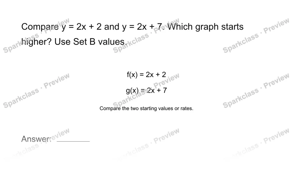 Compare two functions — Grade 8 problem preview